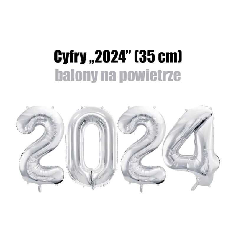 Zestaw Cyfr “2024” – srebrne, 35 cm Balony bez helu Szalony.pl - Sklep imprezowy 2