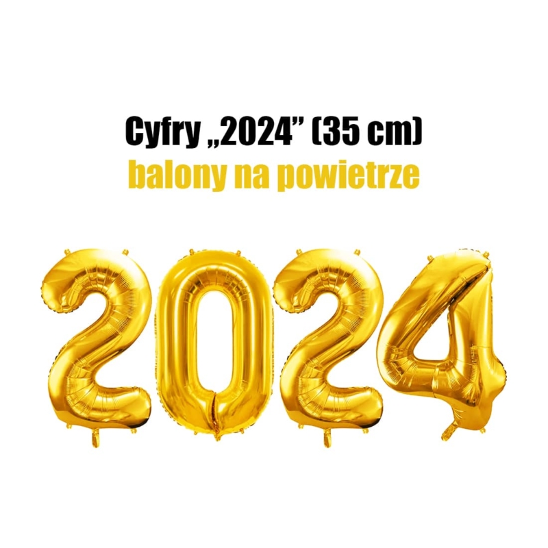 Zestaw Cyfr “2024” – złote, 35 cm Balony bez helu Szalony.pl - Sklep imprezowy 2