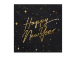 Serwetki Happy New Year, czarne, 33x33cm, 20szt.. Szalony.pl - Sklep imprezowy.