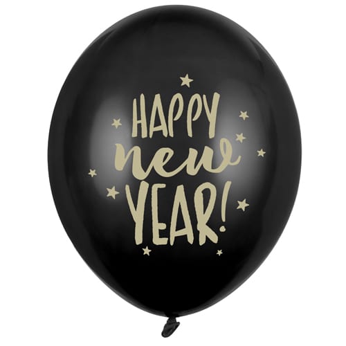 Balon z helem: Happy New Year, Pastel Black, 30 cm Gumowe balony z helem Szalony.pl - Sklep imprezowy