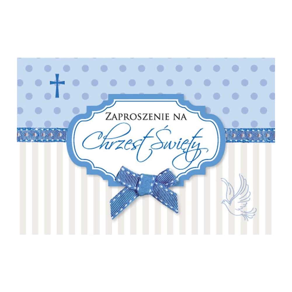 Zaproszenia – Chrzest Święty, niebieski, 5 szt. Kartki na chrzest Szalony.pl - Sklep imprezowy