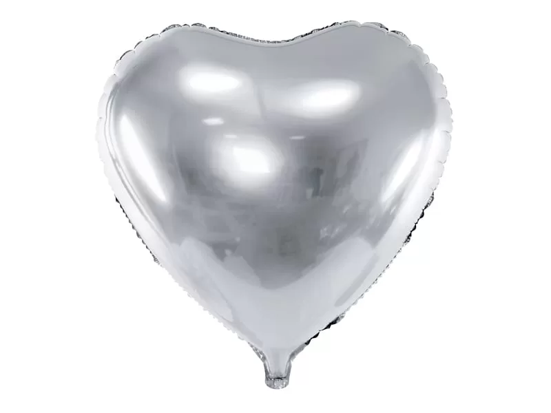 Balon z helem: Serce XXL, srebrne, 61 cm Balony na dzień Babci i Dziadka Szalony.pl - Sklep imprezowy