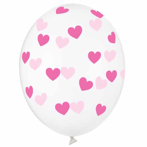 Balon z helem: Serduszka różowe, przeźroczysty balon, 30 cm Szalony.pl 5