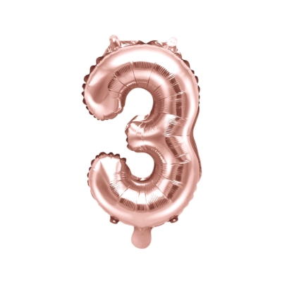 Balon na powietrze: Cyfra 3, 35cm, różowo-złota Balony cyfry - 35cm Szalony.pl - Sklep imprezowy