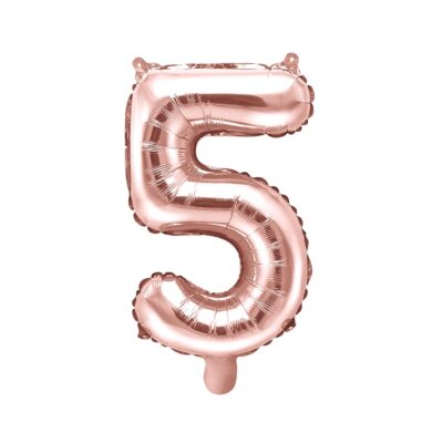 Balon na powietrze: Cyfra 5, 35cm, różowo-złota Balony bez helu Szalony.pl - Sklep imprezowy