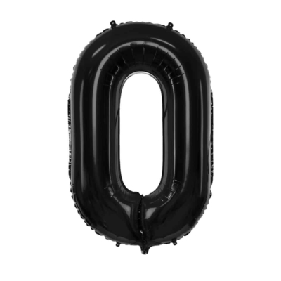 Balon bez helu: Cyfra 0 – 86cm, czarna Balony cyfry - 86 cm Szalony.pl - Sklep imprezowy