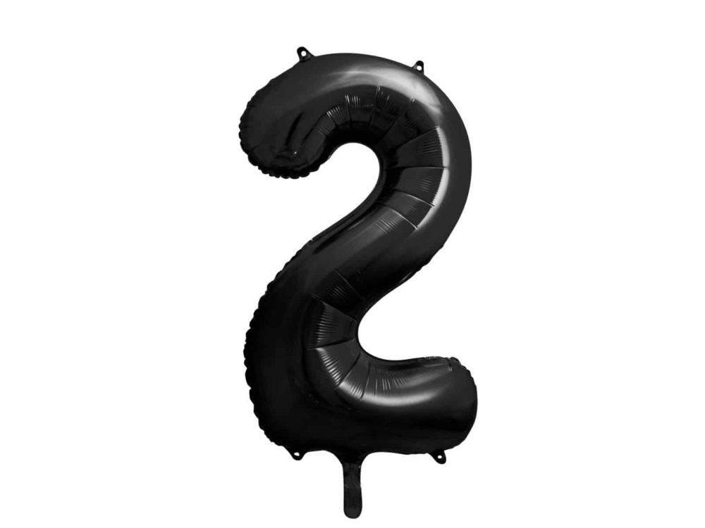 Balon z helem: cyfra 2, czarna, 86 cm Balony z helem Sprawdź naszą ofertę. Sklep imprezowy Szalony.pl. 4