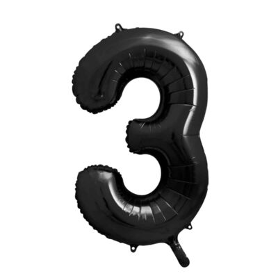 Balon bez helu: Cyfra 3 – 86cm, czarna Balony cyfry - 86 cm Szalony.pl - Sklep imprezowy