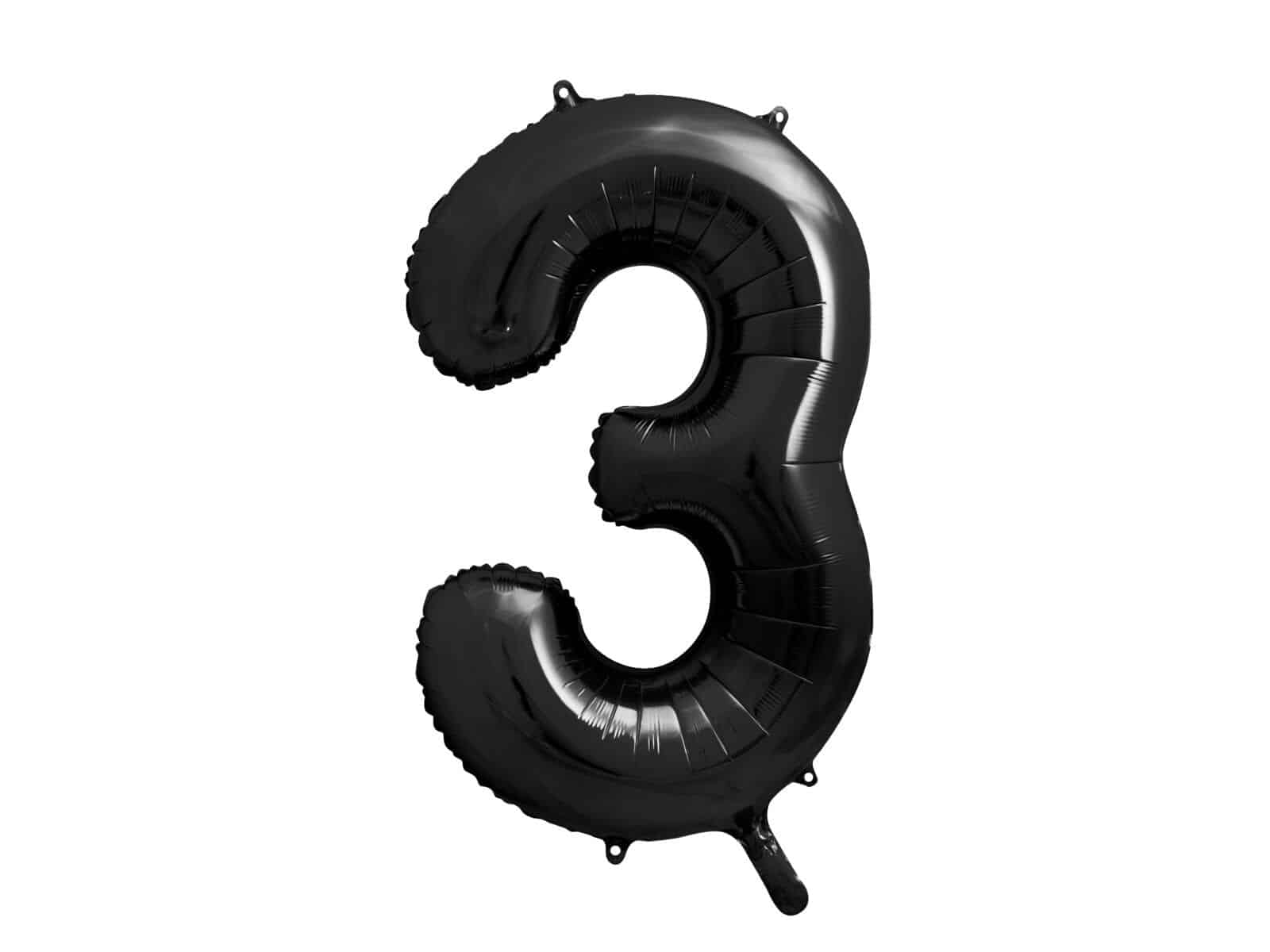 Balon bez helu: Cyfra 3 – 86cm, czarna Balony cyfry - 86 cm Szalony.pl - Sklep imprezowy