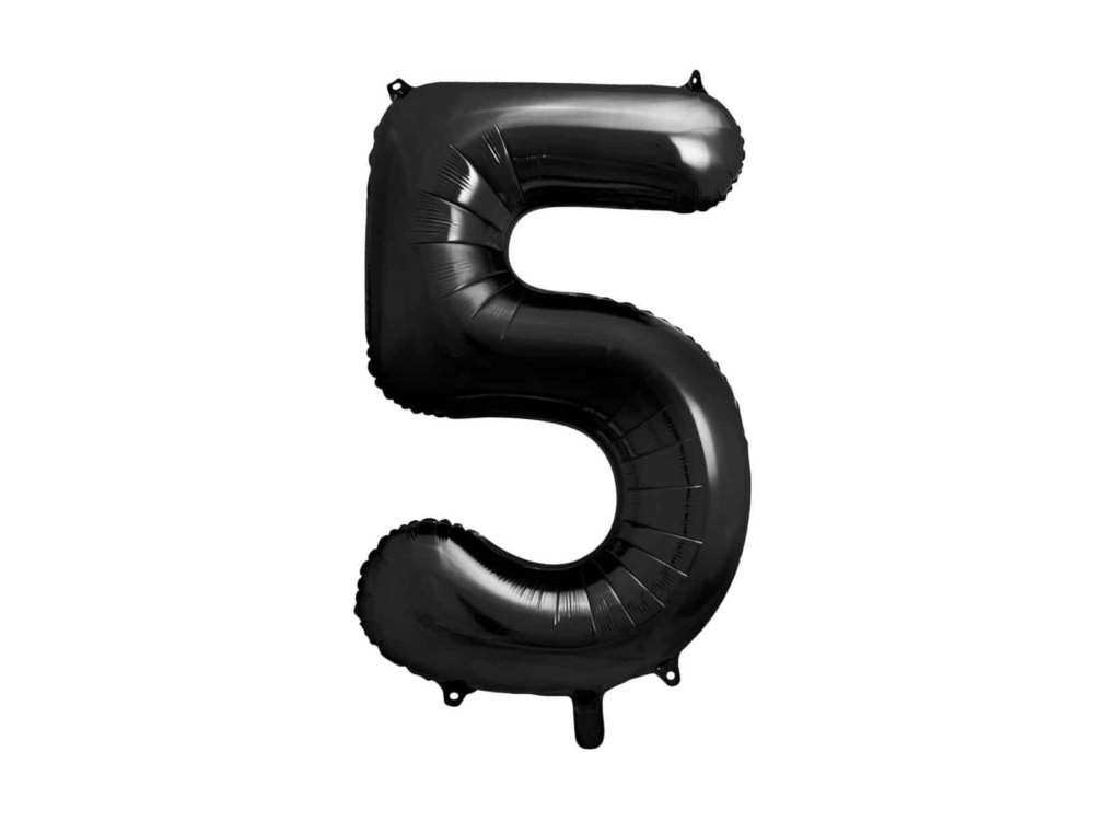Balon bez helu: Cyfra 5 – 86cm, czarna Balony cyfry - 86 cm Sprawdź naszą ofertę. Sklep imprezowy Szalony.pl. 4