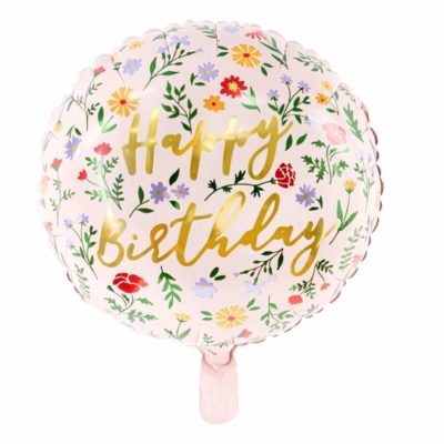 Balon bez helu: Happy Birthday, kwiaty, 18″ Balony bez helu Szalony.pl - Sklep imprezowy