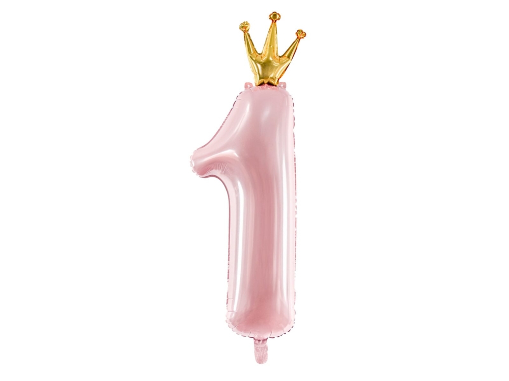 Balon z helem: Jedynka z koroną, różowa, 12×35″ Balony na Urodziny Sprawdź naszą ofertę. Sklep imprezowy Szalony.pl. 2