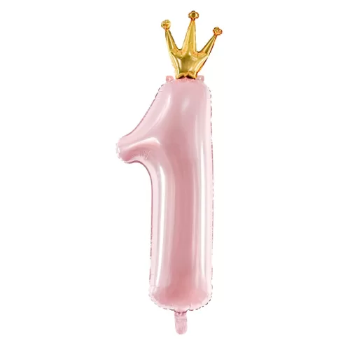 Balon z helem: Jedynka z koroną, różowa, 12×35″ Balony na Urodziny Sprawdź naszą ofertę. Sklep imprezowy Szalony.pl. 7