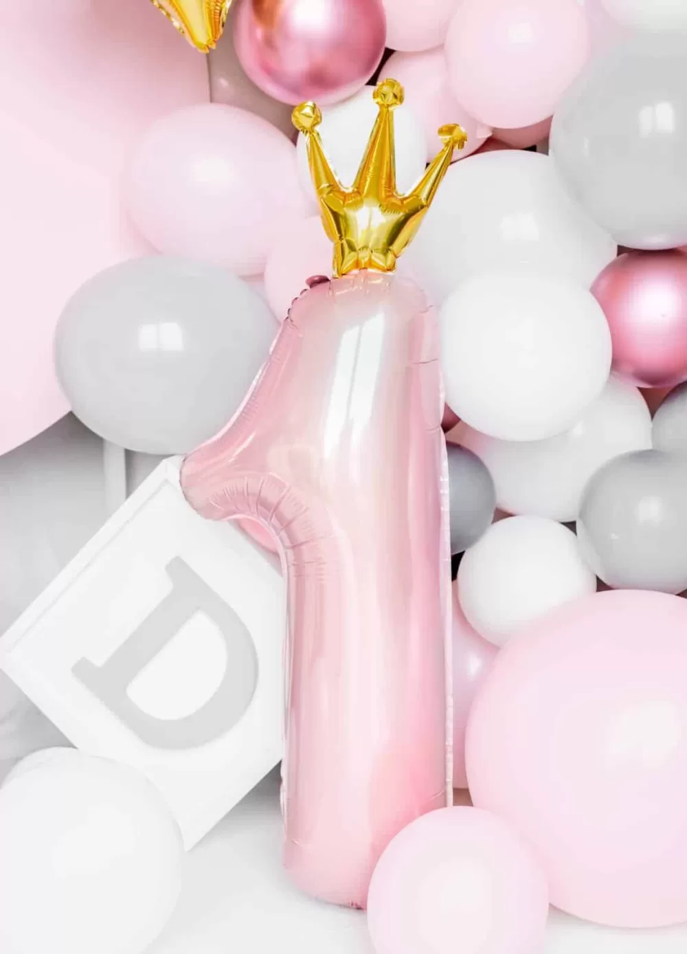 Balon z helem: Jedynka z koroną, różowa, 12×35″ Balony na Urodziny Sprawdź naszą ofertę. Sklep imprezowy Szalony.pl. 5