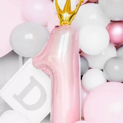Balon z helem: Jedynka z koroną, różowa, 12×35″ Balony na Urodziny Sprawdź naszą ofertę. Sklep imprezowy Szalony.pl. 10