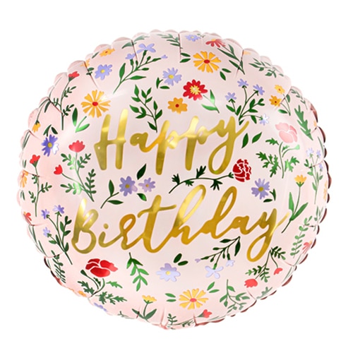 Balon z helem: Happy Birthday, kwiaty, 18″ Balony na Urodziny Sprawdź naszą ofertę. Sklep imprezowy Szalony.pl. 2