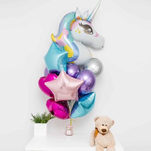 Bukiet balonowy: Super Unicorn, napełniony helem Balony dla Dziecka Sprawdź naszą ofertę. Sklep imprezowy Szalony.pl.