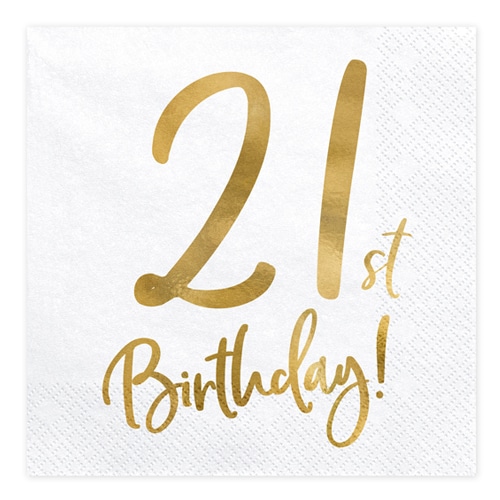 Serwetki urodzinowe – “21 urodziny”, 33x33cm, 20szt. Serwetki papierowe Szalony.pl - Sklep imprezowy