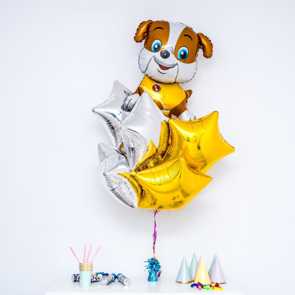 Bukiet balonowy: YELLOW DOG, napełniony helem