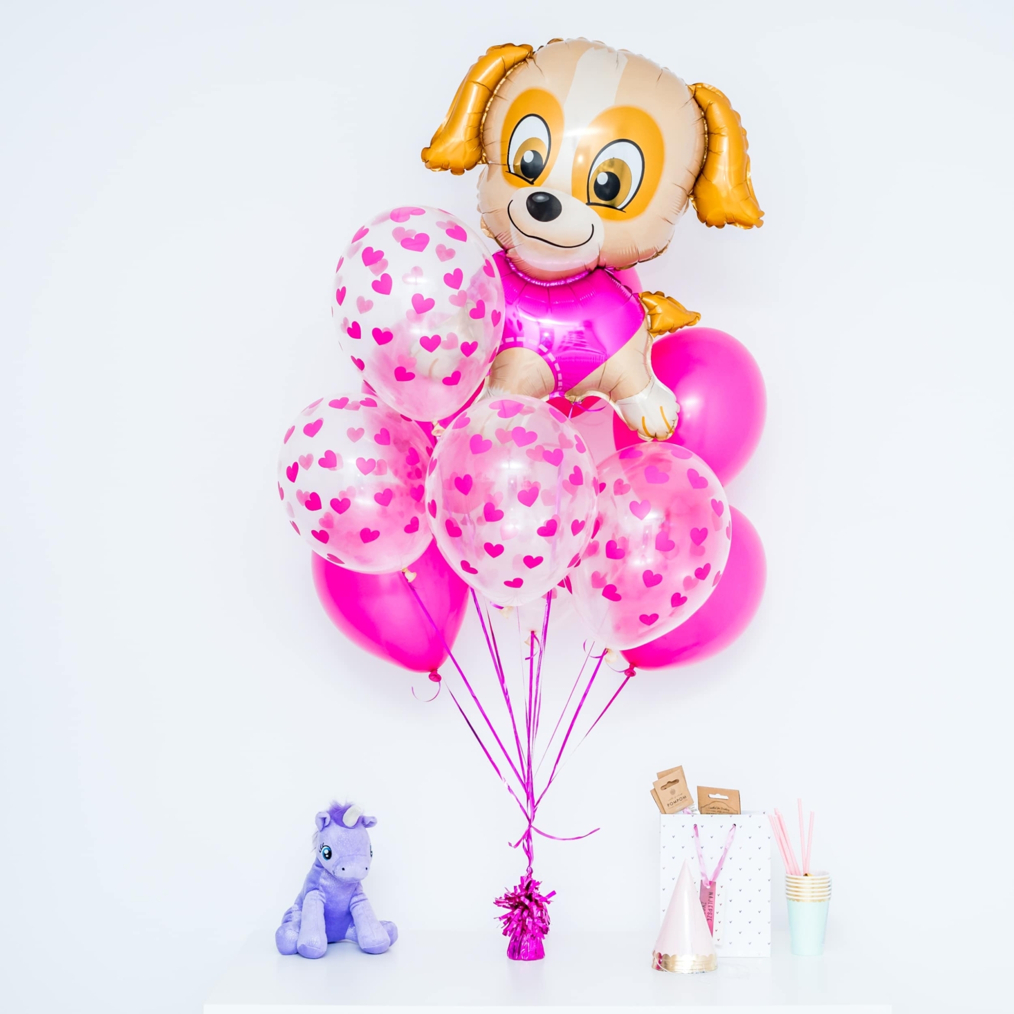 Bukiet balonowy: PINK DOG, napełniony helem Balony z helem Szalony.pl - Sklep imprezowy