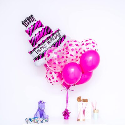 Bukiet balonowy: PINK CAKE, napełniony helem Balony na Urodziny Szalony.pl - Sklep imprezowy
