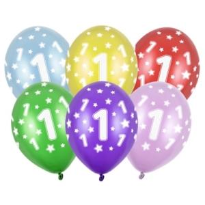 Balon z helem: 1 Urodziny, mix, 30 cm Szalony.pl