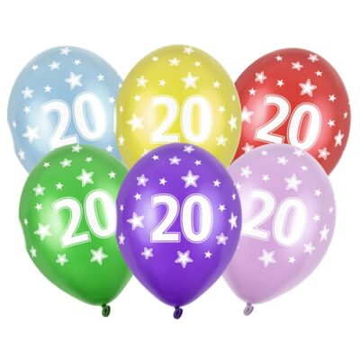 Balon z helem: 20 Urodziny, 30 cm (1 szt.) Balony na Urodziny Szalony.pl - Sklep imprezowy