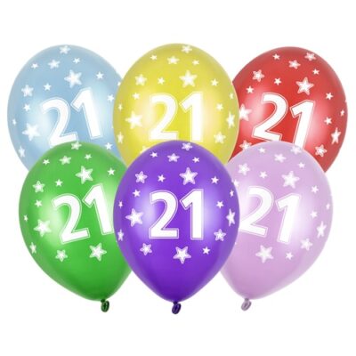 Balon z helem: 21 Urodziny, 30 cm (1 szt.) Balony na 21 urodziny Szalony.pl - Sklep imprezowy
