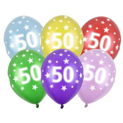 Balon z helem: 50 Urodziny, 30 cm (1 szt.) Balony na 50 urodziny Szalony.pl - Sklep imprezowy