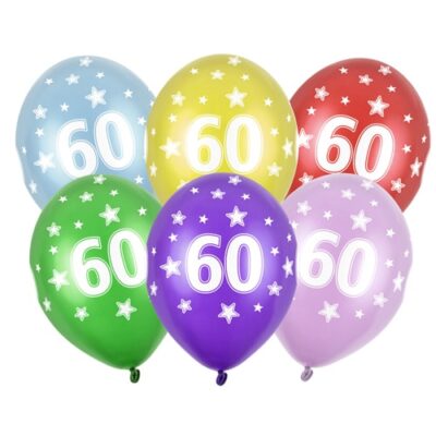 Balon z helem: 60 Urodziny, 30 cm (1 szt.) Balony na 60 urodziny Szalony.pl - Sklep imprezowy
