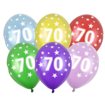 Balon z helem: 70 Urodziny, 30 cm (1 szt.) Balony na 70 urodziny Szalony.pl - Sklep imprezowy