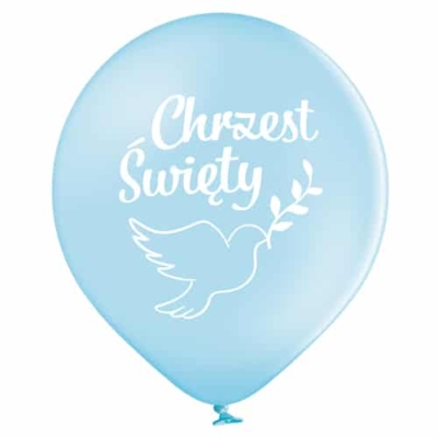 Balon z helem: Chrzest, niebieski, 30 cm Balony na Chrzest Szalony.pl - Sklep imprezowy