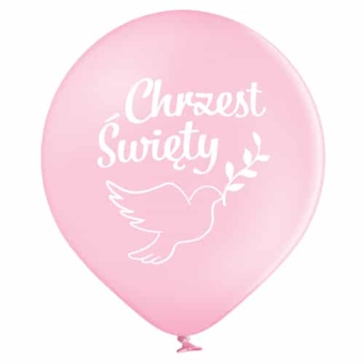 Balon z helem: Chrzest, różowy, 30 cm Balony na Chrzest Szalony.pl - Sklep imprezowy