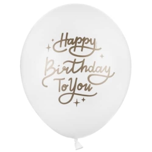 Balon z helem: Happy Birthday, biały, 30 cm Szalony.pl