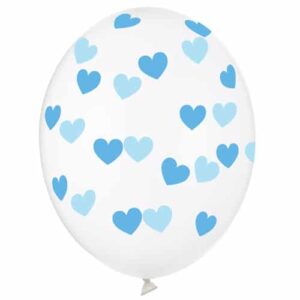 Balon z helem: Serduszka niebieskie, przeźroczysty, 30 cm Szalony.pl