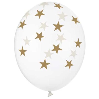 Balon z helem: Gwiazdki złote, przeźroczysty, 30 cm Balony na Halloween Szalony.pl - Sklep imprezowy