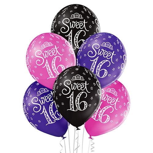 Balon z helem: Sweet 16, mix, 30 cm Balony na 16 urodziny Sprawdź naszą ofertę. Sklep imprezowy Szalony.pl. 4