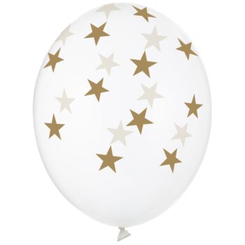 Balon z helem: Gwiazdki złote, przeźroczysty, 30 cm – Balony z helem (Trójmiasto) – Szalony.pl