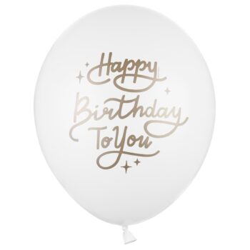 Balon z helem: Happy Birthday, biały, 30 cm – Balony z helem (Trójmiasto) – Szalony.pl