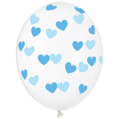 Balon z helem: Serduszka niebieskie, przeźroczysty, 30 cm – Balony z helem (Trójmiasto) – Szalony.pl