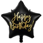 Balon bez helu: Happy Birthday, gwiazda, czarna 19". Szalony.pl - Sklep imprezowy.