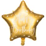 Balon bez helu: Happy Birthday, gwiazda, złota 19". Szalony.pl - Sklep imprezowy.