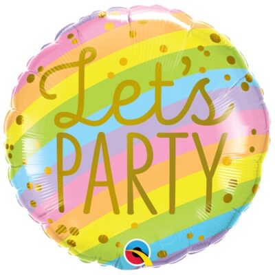 Balon z helem: Let’s Party, tęczowe, 18″ Balony na Urodziny Szalony.pl - Sklep imprezowy