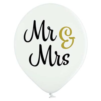 Balon z helem: Mr & Mrs, 30 cm Balony na Ślub Szalony.pl - Sklep imprezowy