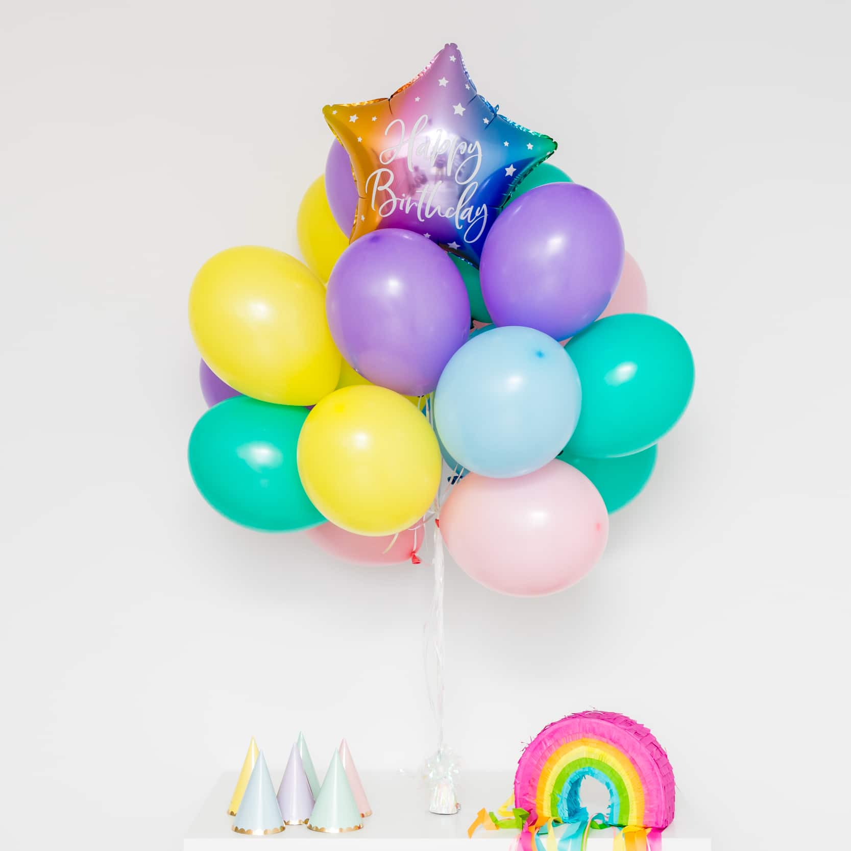 Bukiet balonowy: PASTEL RAINBOW, napełniony helem Balony z helem Szalony.pl - Sklep imprezowy