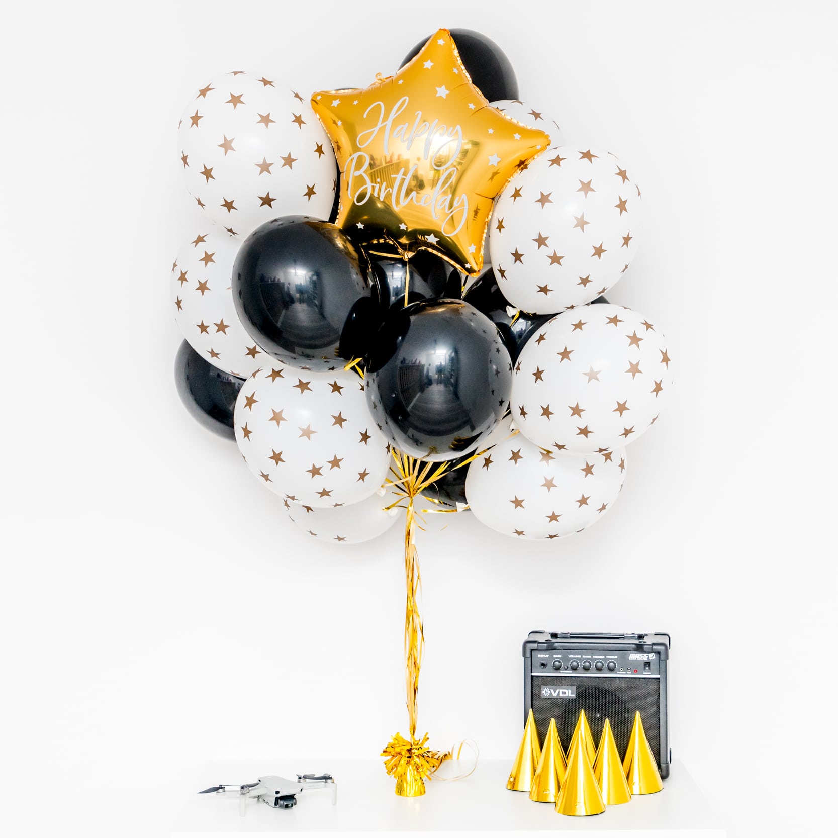 Bukiet balonowy: BLACK&WHITE BIRTHDAY 2, napełniony helem Balony na Urodziny Szalony.pl - Sklep imprezowy