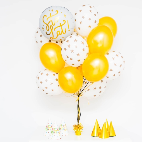 Bukiet balonowy: FANCY BIRTHDAY 1, napełniony helem Balony na Urodziny Sprawdź naszą ofertę. Sklep imprezowy Szalony.pl.