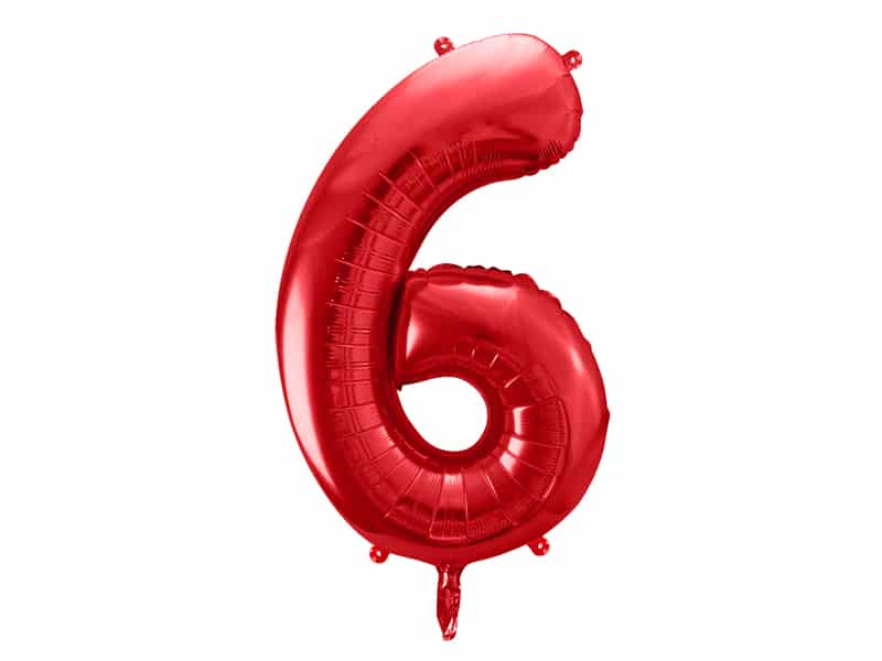 Balon z helem: cyfra 6, czerwona, 86 cm Balony na 60 urodziny Szalony.pl - Sklep imprezowy