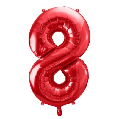 Balon z helem: cyfra 8, czerwona, 86 cm Balony na 18 urodziny Szalony.pl - Sklep imprezowy