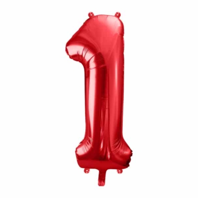 Balon bez helu: Cyfra 1 – 86cm, czerwona Balony cyfry - 86 cm Szalony.pl - Sklep imprezowy